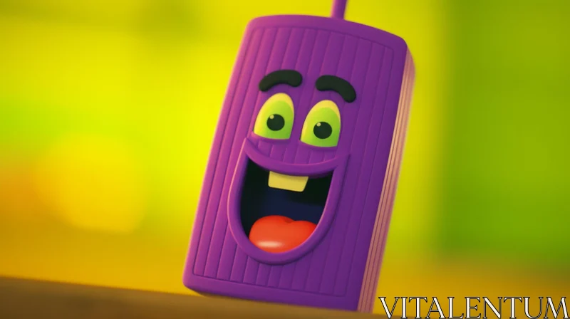 Purple Cartoon Character 3D Rendering AI Image