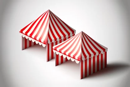 Captivating Black and White Image of Circus Tents with Red Stripes