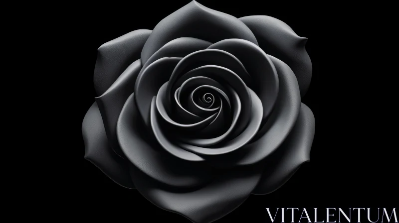 AI ART Elegant Black Rose 3D Rendering
