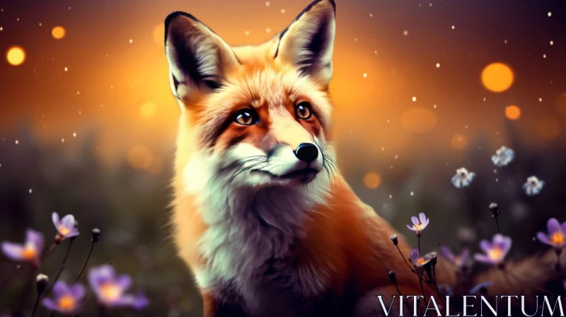 AI ART Majestic Red Fox in Field of Flowers