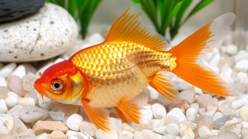 Stunning Goldfish Swimming in Aquarium