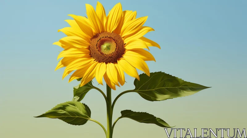 Sunflower Bloom Against Blue Sky AI Image