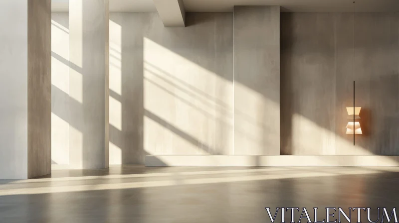 Serene Empty Room - Minimalist Concrete Design AI Image