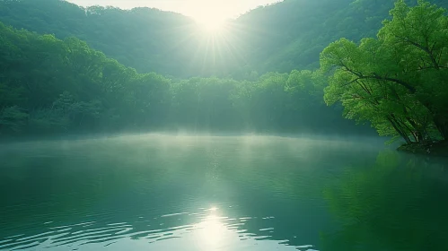 Tranquil Lake Landscape in the Mountains