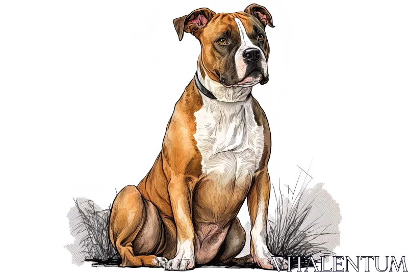Graceful Boxer Dog Sitting in Grass - Realistic Portrait AI Image