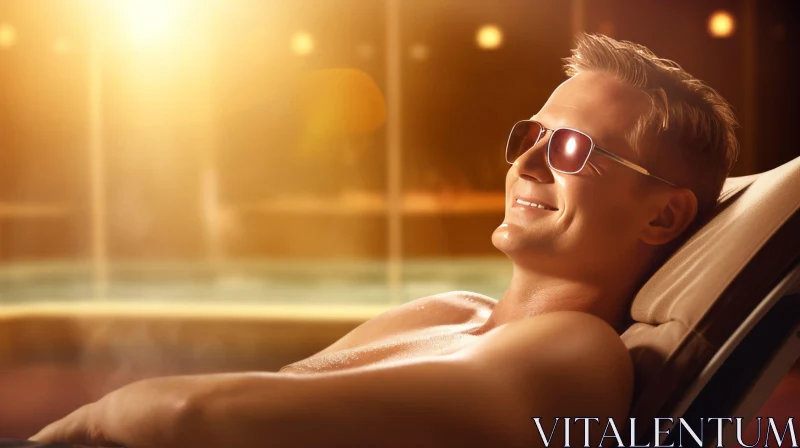 Tranquil Spa Moment - Relaxing Man on Lounger AI Image