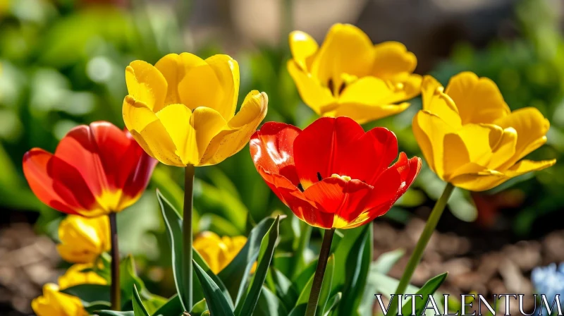 Vivid Tulips in Bloom: A Botanical Delight AI Image