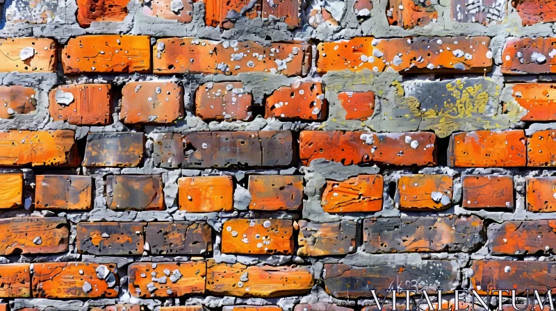Weathered Red Brick Wall Texture Close-Up AI Image