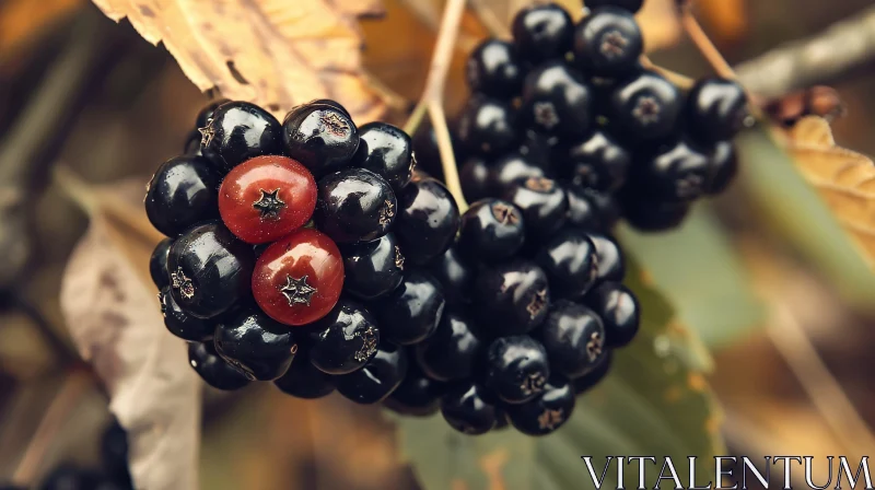 Black Chokeberry Branch with Ripe Berries AI Image