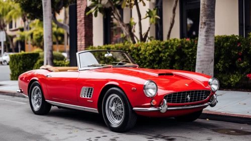 Classic Hollywood Glamour: Red Sports Car Parked on Street