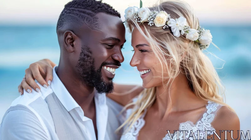Joyful Wedding Couple - Heartwarming Moment Captured AI Image