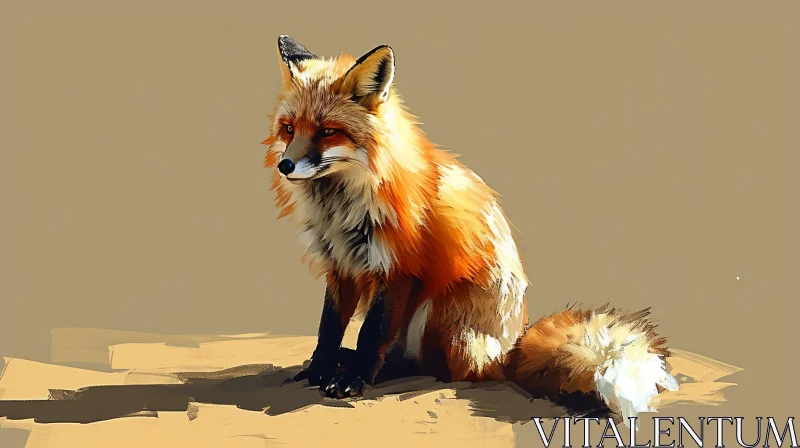 AI ART Red Fox Wildlife Painting - Nature Inspired Artwork