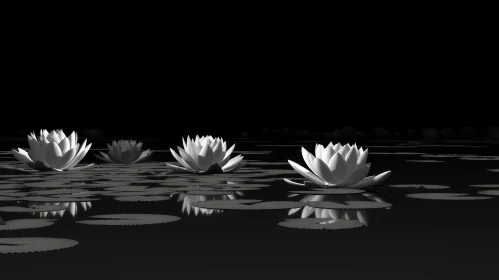 Tranquil Black and White Water Lilies Photo