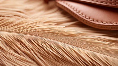 Brown Ostrich Feather and Leather Wallet Textures