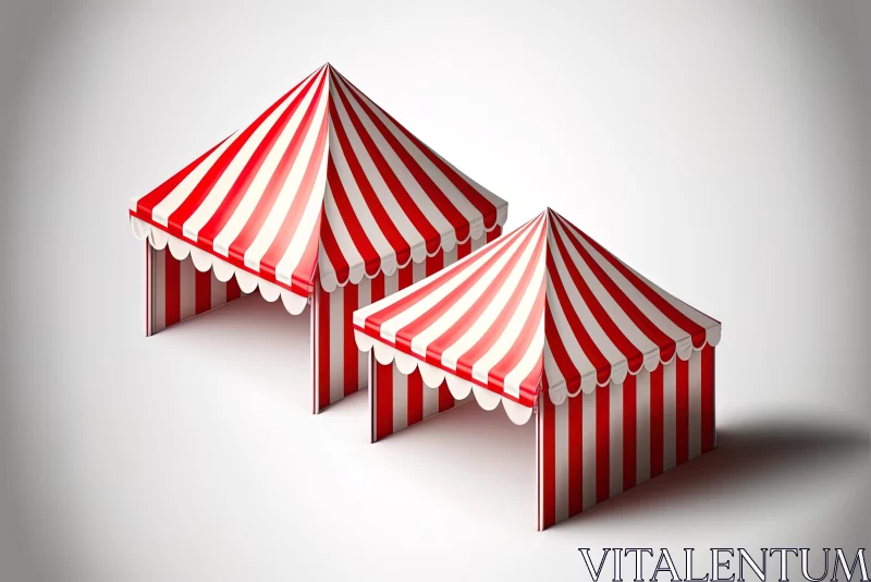 Captivating Black and White Image of Circus Tents with Red Stripes AI Image