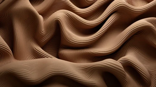Luxurious Brown Wavy Pattern Fabric Close-Up