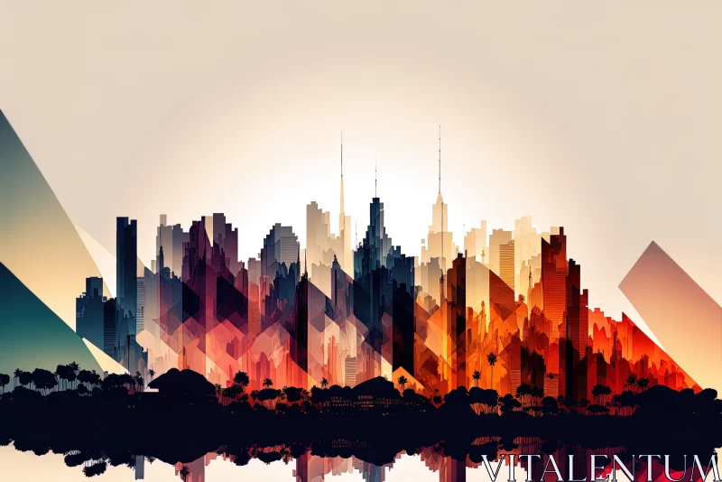 Vibrant Abstract Cityscape with Geometric Shapes | Metropolis Meets Nature AI Image
