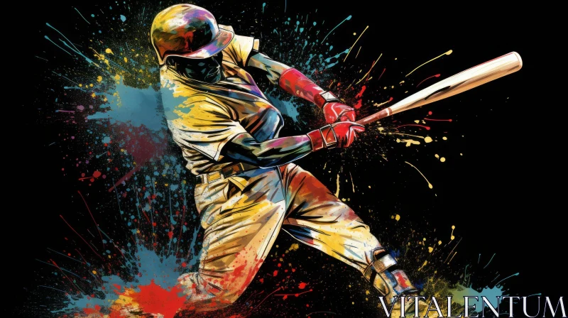 Baseball Batter Digital Painting Energy AI Image