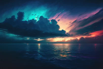 Captivating Painting of Clouds and Sea | Tranquil Nature Art