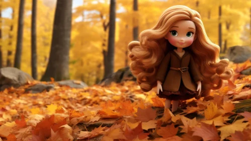 Enchanting Doll in Maple Forest - 3D Rendering