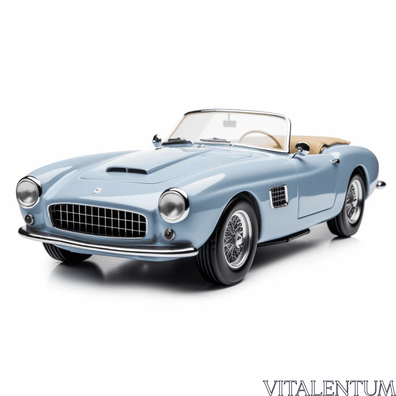 Vintage Blue Sports Car on White Background - Luxurious and Realistic Artwork AI Image