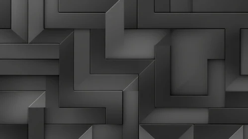 Black and Gray Geometric Pattern - 3D Rendering