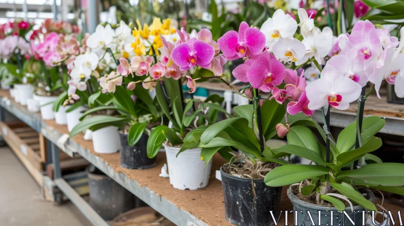 AI ART Blooming Orchids in Colorful Greenhouse
