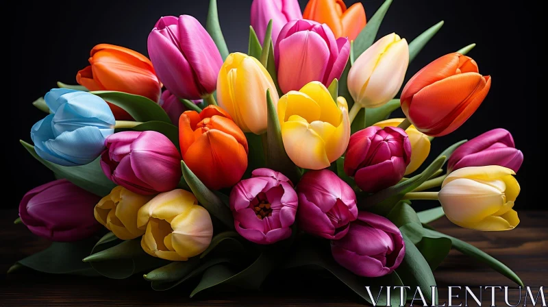 Colorful Tulip Bouquet Photography AI Image