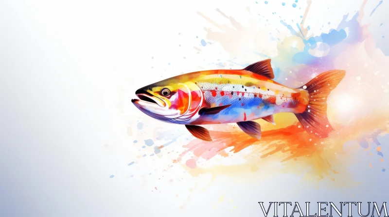 AI ART Colorful Watercolor Fish Painting