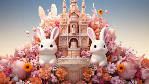 Enchanting Fairytale Castle with Rabbits - 3D Rendering