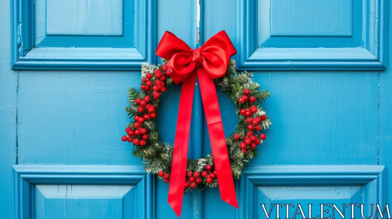 Festive Christmas Door Decoration AI Image