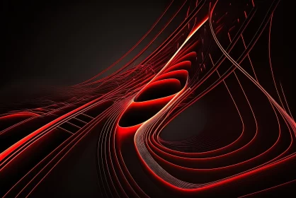 Red Lines and Waves: A Captivating Abstract Artwork