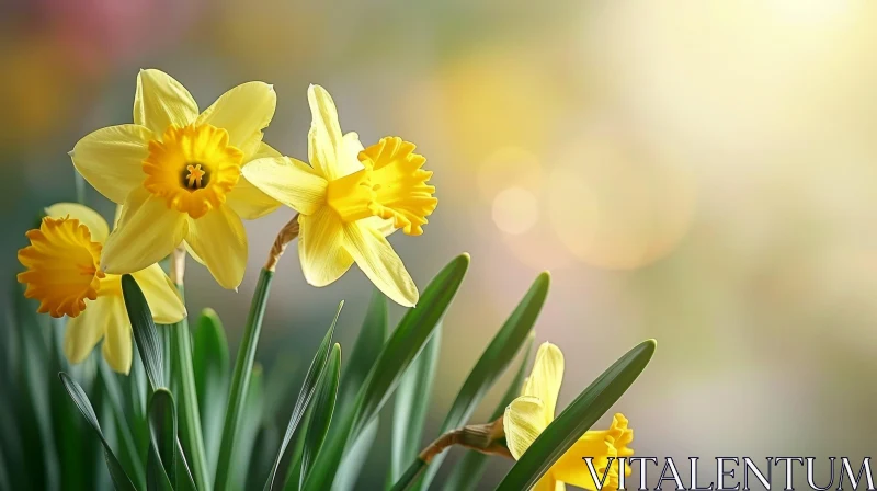 Yellow Daffodil Flower Photography AI Image