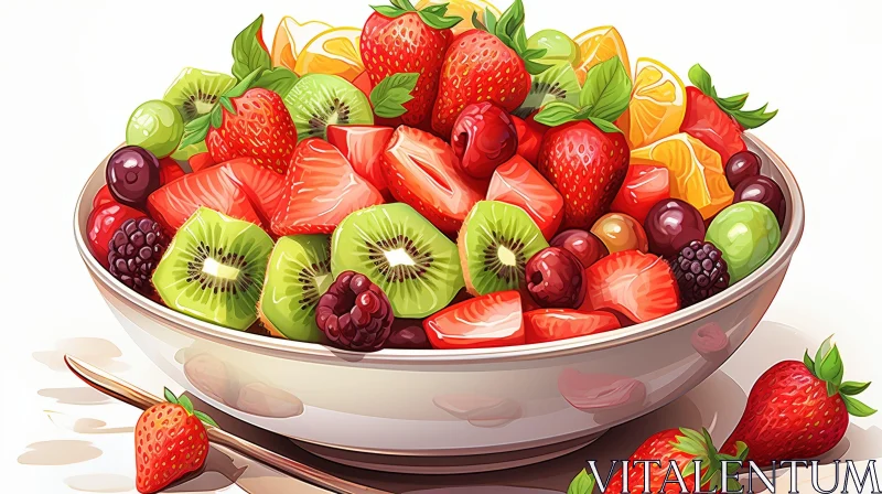 Assorted Fruit Bowl Painting AI Image