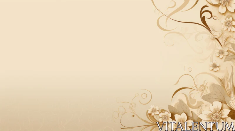 AI ART Floral Background in Beige and Brown | Vector Illustration