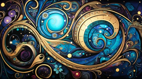 Intricate Abstract Art: Swirling Lines and Vibrant Colors