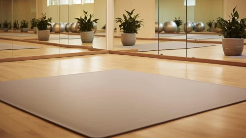 Tranquil Yoga Studio with Mirrors and Natural Light