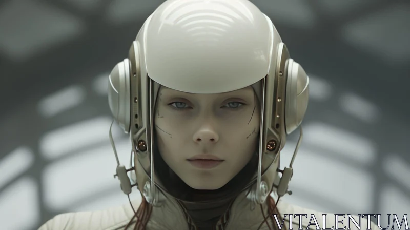 Futuristic Woman in Helmet - Sci-fi Portrait AI Image