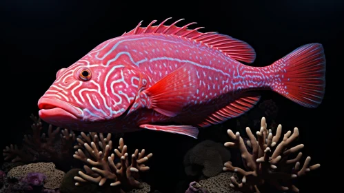 Graceful Red Fish Swimming in Colorful Coral Reef