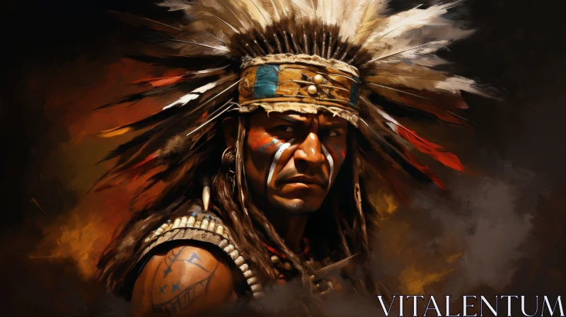 AI ART Native American Man in Traditional Headdress