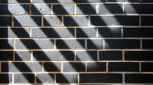 Brick Wall with Sunlight and Striped Shadows