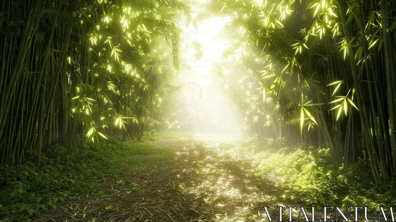 Serene Bamboo Forest 3D Rendering AI Image