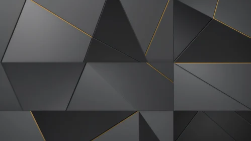 Black and Gold Geometric Surface - Abstract 3D Rendering