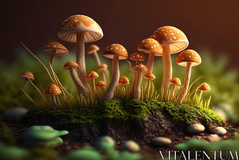 Enchanting 3D Mushroom Artwork - Captivating Fairy Tale Illustrations AI Image