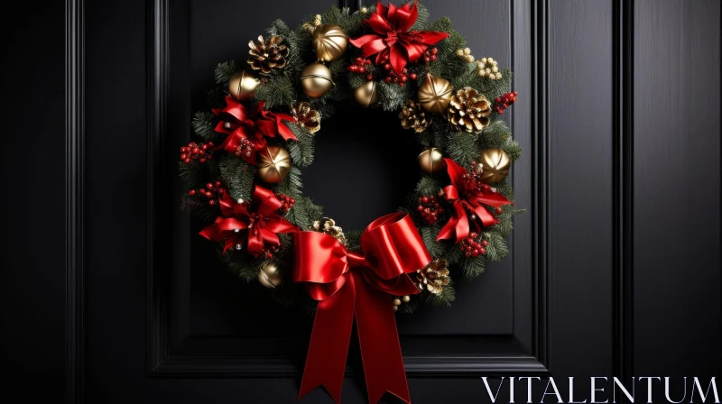 Festive Christmas Wreath Decoration AI Image