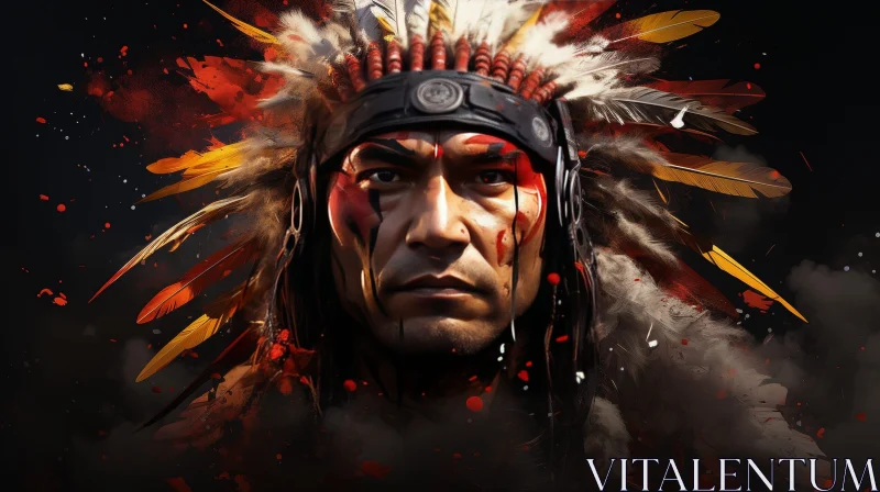 Native American Man Portrait with Traditional Headdress AI Image