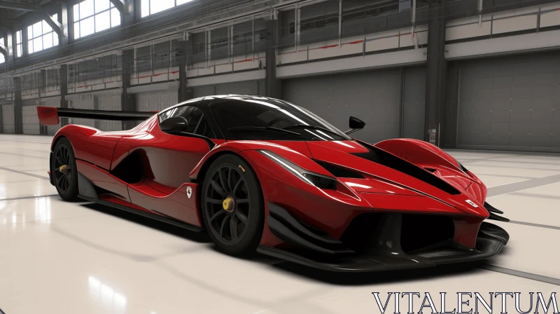 Exhilarating Red and Black Ferrari Racing Car in Unreal Engine AI Image