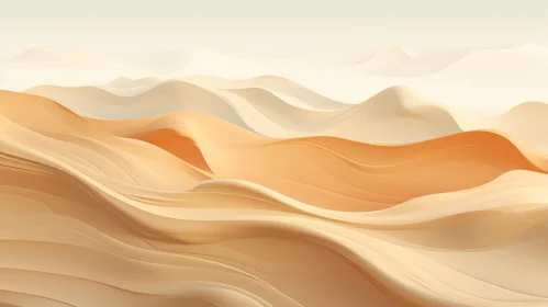 Golden Desert Sand Dunes 3D Rendering