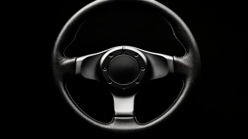 Black Leather Steering Wheel - Close-Up Shot