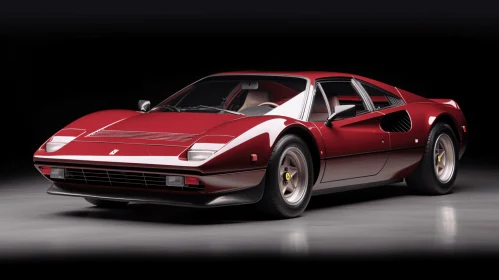 Captivating Red Ferrari Sports Car Against Black Background